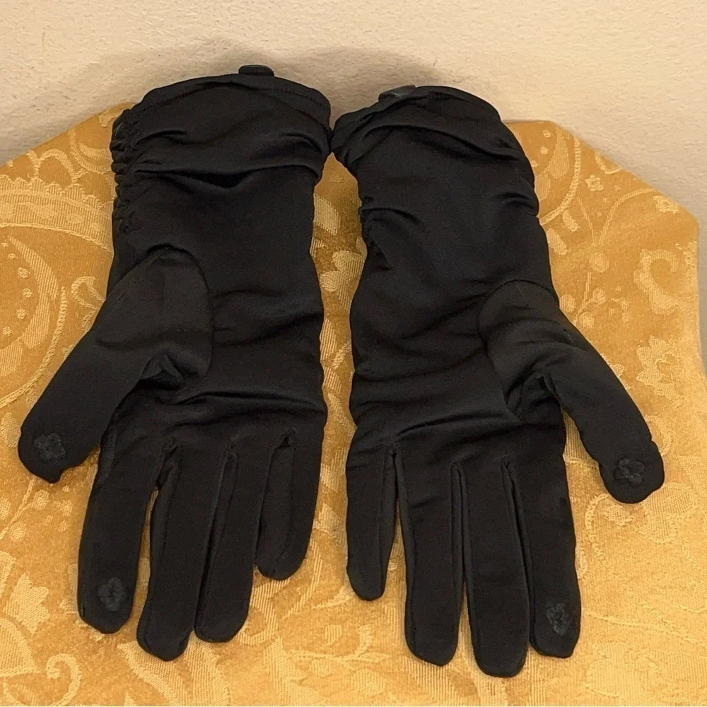 WOMENS BLACK FAUX LEATHER GLOVES TEXTING FINGER TIPS STRETCH CLASSIC